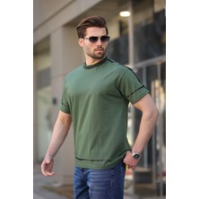 Madmext Haki %100 Pamuklu Bisiklet Yaka Basic Erkek Tişört E7140