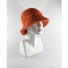 Kidilia Kışlık Turuncu Renkli El Örgüsü Bucket Şapka