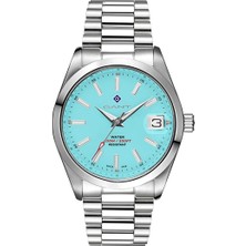 Gant Erkek Kol Saati Çelik Kordon Turkuaz Kadran 42 mm Paslanmaz Çelik Kasa Mineral Cam 10 Atm
