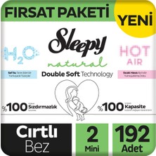 Sleepy Natural Double Soft Fırsat Paketi Bebek Bezi 2 Numara Mini 192 Adet