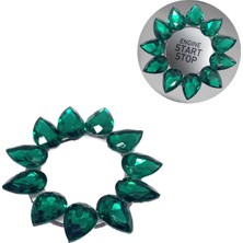 Otohousse Kristal Damla Taşlı Start Stop Düğme Halkası Yeşil