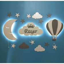 LED Işıklı Ay–bulut–balon Duvar Dekoru Seti