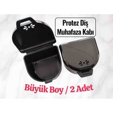 Vulli Diş Protez Plak Saklama Kabı 2 Adet Siyah Büyük Boy