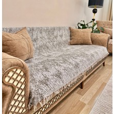 Koltuk Örtüsü Lüks Pamuklu Marble Desen Kaymaz Çift Taraflı Saçaklı Dekoratif Günlük Kullanım