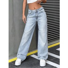 Palazzo Buz Mavi Yüksek Bel Jeans