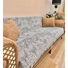 Koltuk Örtüsü Lüks Pamuklu Marble Desen Kaymaz Çift Taraflı Saçaklı Dekoratif Günlük Kullanım
