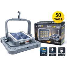farissu Q-Max 50W Solar LED Projektör IP66 | 5 Modlu | USB Şarjlı | Polis Çakar Modlu