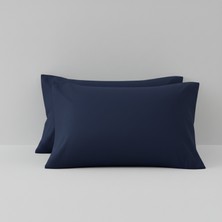 Gül Ev Tekstil Ürünleri 2'li Pamuklu Lacivert Yastık Kılıfı Seti (50X70 Cm)