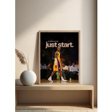 Kobe Bryant Doğal Ahşap Çerçeveli Tek Parça Dekoratif Tablo