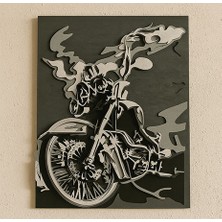 Katmanlı Ahşap Motosiklet Duvar Panosu – 3D Sanat Eseri