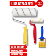 Trend Ak Home Lüks Boyacı Seti – 20 cm Rulo Sap + 10 cm Rulo Sap + Kestirme Fırçası | Profesyonel Boya Seti