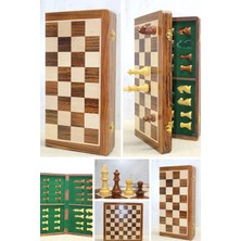 Alsepeteavm Mıknatıs Taşlı Ahşap Katlanabilir Kutulu Satranç Oyunu 40 cm G225