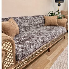 Koltuk Örtüsü Lüks Pamuklu Marble Desen Kaymaz Çift Taraflı Saçaklı Dekoratif Günlük Kullanım