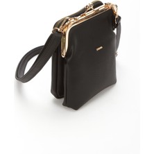 Newish Polo Kadın Siyah Çapraz Klipsli Şık Moda Omuz Çantası - NEWPOLO383