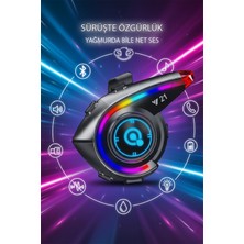 Tekvora V21 Rgb Işıklı Bluetooth Motosiklet Kask Kulaklığı Interkom Destekli Yüksek Ses Kalitesi