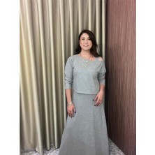 Elbise+Bluz Tk Kalın Askılı Midi