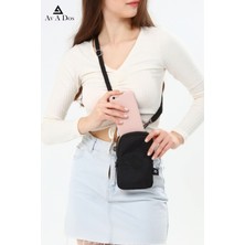 Av A Dos Kadın Siyah  Krinkıl Mini Telefon Cüzdan Boyun Askılı Çapraz Omuz Bel Çanta