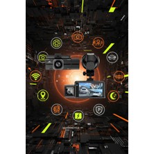 Tekvora 3 Kameralı 4K Araç Içi Kamera | Ön + Iç + Arka Kayıt | Wifi | Gece Görüşü | Park Modu