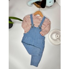 Baby Buu Bebek Kot Salopet Çizgili Uzun Kollu Bodyli 2'li %100 Pamuk