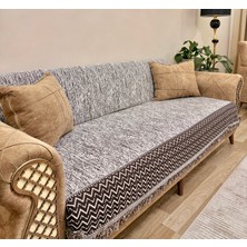 Koltuk Örtüsü Lüks Pamuklu Zikzak Desen Kaymaz Çift Taraflı Saçaklı Dekoratif Günlük Kullanım