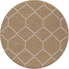 Halımax Seyran Halı 669 Beyaz India Jüt Yuvarlak Hasır Modern Koridor Mutfak Balkon Halısı