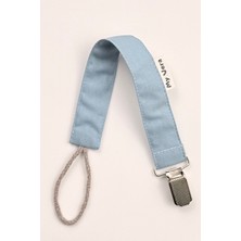 My Vera Indigo Mavi - Metal Klipsli Emzik Askısı - Kumaş Pamuk Bağcıklı Emzik Zinciri - Emzik Tutacağı