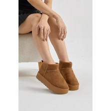 Tonny Black Kadın Taba Kalın Poli Taban Içi Kürklü Süet Görünümlü Bot