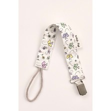 My Vera Kelebek - Metal Klipsli Emzik Askısı - Kumaş Pamuk Bağcıklı Emzik Zinciri - Emzik Tutacağı