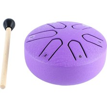 Dil Davul, 6 Not Çelik Endişesiz Handpan Vurmalı Çalgı Meditasyon Yoga Için Baget Ile (Mor) Işlenme Aracı