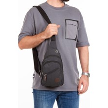Newish Erkek Üç Bölmeli Kanvas Kumaş Çapraz Askılı Omuz ve Bel Çantası - NEW385