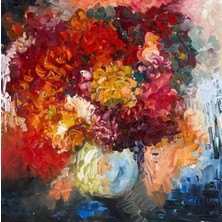 Art Yağlı Boya Çiçek Tablo El Yapımı