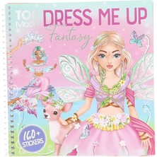 13439 Topmodel Dress Me Up Fantasy Kitabı 24 Sayfa Önceden Basılmış Kendiniz Tasarlayın, Dahil 11 Sayfa Çıkartma, Çok Renkli