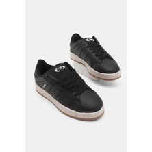 Tonny Black Kadın Siyah Siyah Termo Taban Yanı Şeritli Bağcıklı Spor Ayakkabı