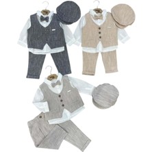 Gültekin Bebe Bebiço Yelekli Şapkalı Üçlü Erkek Takım 6-24 AYLIK-5438522 - Gri