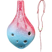 6 Delik Seramik Ocarina Alto C Basit Yıldızlı Stil Müzik Aleti Kordon ile Müzik Aşığı ve Öğrenci Için Müzik Puanı