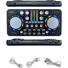 VS10X Üst Seviye Stüdyo Kayıt Canlı Yayın Bluetooth ve Şarjlı Ses Kartı Efektli Radyo Mikseri (Telefon ve Pc Podcast)