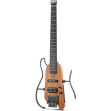 Hush-X Elektro Gitar Kiti - Seyahat ve Uygulama Için Tüy Işığı ve Sessiz Performanslı Başsız Gitar, Maun Katı Gövdesi, Bir Saniyelik Montaj Çerçeveleri, Konser Çantası, Tüm Aksesuarlar, Doğal