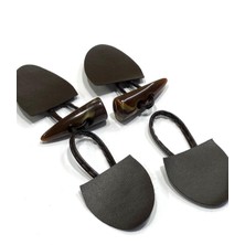 Deri Biritli Çoban Düğme Seti / Kahve Kırçıllı / 2 Adet