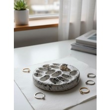 Vernikli Dekoratif Benek Desenli Takı Tabağı, Yüzüklük, Küpelik, Takı Ürün Çekim Tabağı