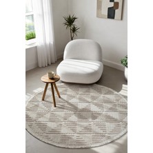 Colore Home Liya Daire Yuvarlak Bej Bukle Halı Salon Yatak Odası Koridor Halısı