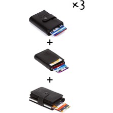 Newish Erkek Siyah  Mekanizmalı Kartlık ve Cüzdan 3 Adet - NEW384