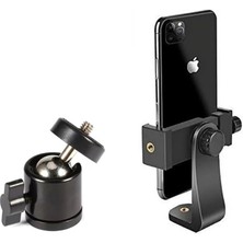 Telefon Tripod Tutucu Başlık + Tripod 90° Yönlendirme Aparatı 360 Derece Dönebilen Başlık Tüm Tripodlara Uyumlu Metal Mafsal Aparatı P231 (P231 Telefon Tutucu + Mafsal)