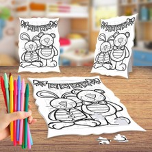 Asilmeydan Tavşan ve Ayıcık Boyama Puzzle Tablo Çocuk Eğitici Yapboz