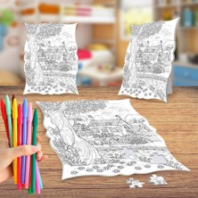 Asilmeydan Ormandaki Ev Boyama Puzzle Tablo Çocuk Eğitici Yapboz