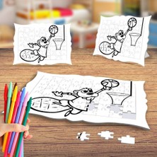 Asilmeydan Basket Oynayan Sincap Boyama Puzzle Tablo Çocuk Eğitici Yapboz