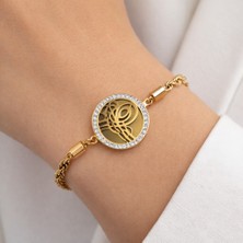 Yush Aksesuar Taş Detaylı Çelik Tuğra Burgu Zincir