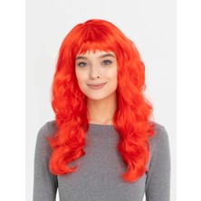 Magicool Kırmızı Renk Uzun Dalgalı Parti Peruğu