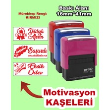 Plankton Tasarım Öğretmen Motivasyon Kaşe Seti, 911 (16mm*41mm) Kırmızı Keçeli Otomatik Kaşe