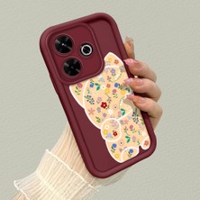 HONTINGA Xiaomi Redmi 13 ile Uyumlu Kılıfı Düşüme Önleyici Basitlik Anti Düşme Kamera Korumali Kalem Çizimi Bordo Desen Yumuşak Silikon Telefon Kılıfı Kadın ve Erkek Için Uygundur K2-7149