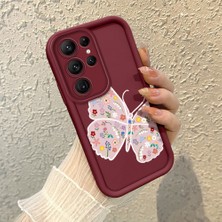 HONTINGA Samsung Galaxy S22 Ultra ile Uyumlu Kılıfı Düşüme Önleyici Basitlik Anti Düşme Kamera Korumali Kalem Çizimi Bordo Desen Yumuşak Silikon Telefon Kılıfı Kadın ve Erkek Için Uygundur K2-7149